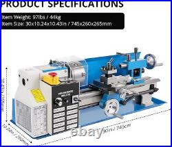 7x14 Mini Metal Lathe Variable Speed Metalworking Machine 550W 2250 RPM With Box