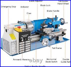 7x14 Mini Metal Lathe Variable Speed Metalworking Machine 550W 2250 RPM With Box