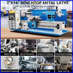 7x14 Mini Metal Lathe Variable Speed Metalworking Machine 550W 2250 RPM With Box