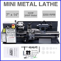 7x14in. Mini Metal Lathe Machine 550W Variable Speed 2250 RPM 3/4HP New