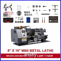 8 × 16 Auto Mini Metal Lathe Machine 1100W 2250 RPM Brushless Motor Bench Top