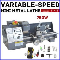 8''x16'' 750W High Precision Mini Digital Metal Lathe Variable Speed Workbench
