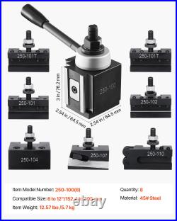 8PC Wedge Type Quick Change Tool Post Set for 6-12 Inch Mini Metal Lathe