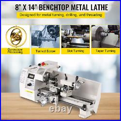 8X14 Mini Metal Lathe Variable Speed Metalworking Machine 2250 RPM