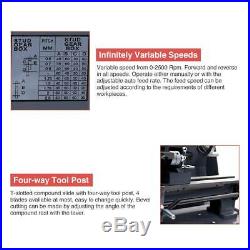 8x14 600W Variable-Speed Mini Metal Lathe Bench Top Digital With5 Turning Tools