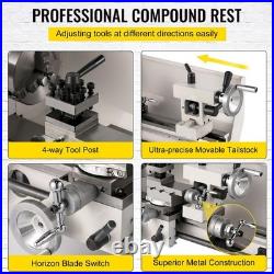 8x14 Cast Iron Mini Lathe, 50-2250 RPM, MT2 Taper, 600W