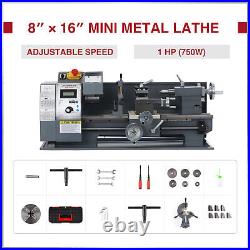 8x16 Inch 2250rpm Mini Metal Lathe for Turning Cutting Drilling Threading 750W
