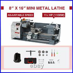 8x16 Inch 2250rpm Mini Metal Lathe w 1100W Brushless Motor for Woodworking More