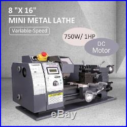 8x16 Mini Metal Lathe Automatic Variable-Speed DC Motor 1HP Metalworking 750W