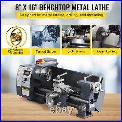 8x16 Mini Metal Lathe Benchtop 1100W Variable-Speed DC Motor Metalworking Tool