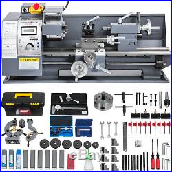 8x16 Mini Metal Lathe WithLamp&9 Cutters&2 Chucks 750W Digital Display Benchtop