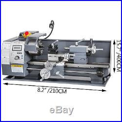 8x16 Mini Metal Lathe WithLamp&9 Cutters&2 Chucks 750W Digital Display Benchtop