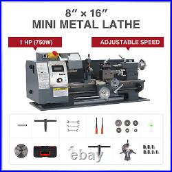 8x16 Mini Metal Lathe for Turning Cutting Drilling Threading 2250rpm 750W