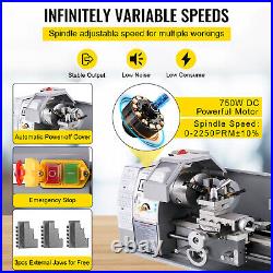 8x16 Mini Metal Lathe with 9 Cutters & 2 Chucks Metal Turning Benchtop