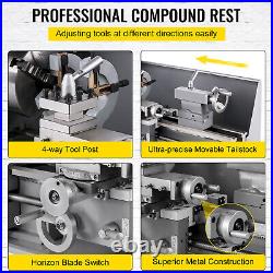 8x16 Mini Metal Lathe with 9 Cutters & 2 Chucks Metal Turning Benchtop