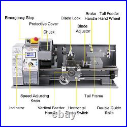 8x16 Mini Metal Lathe with 9 Cutters & 2 Chucks Metal Turning Benchtop