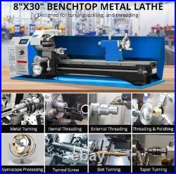 8x30 Metal Lathe Variable Speed Metalworking Machine 750W 2500 RPM With Box