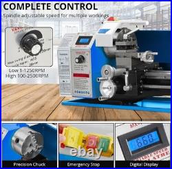 8x30 Metal Lathe Variable Speed Metalworking Machine 750W 2500 RPM With Box