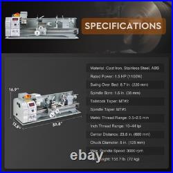 9x24 Mini Metal Lathe Brushless Motor 1100W 3000rpm 3-Jaw Metalworking Machine