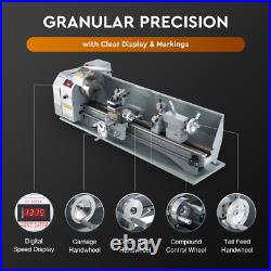 9x30 Mini Metal Lathe 1100W DC Motor 3-Jaw Chuck LCD Display Metalworking