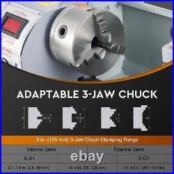 9x30 Mini Metal Lathe 1100W DC Motor 3-Jaw Chuck LCD Display Metalworking