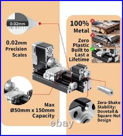 All-Metal Mini Lathe Machine, 36W 20,000RPM Precision Lathe with 0.02mm Molded S