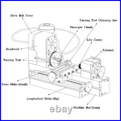 All-Metal Miniature Lathe 36W 20000Rpm Didactical Mini Metal Lathe Machine for H