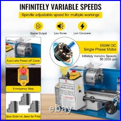 Bench Top Mini Metal Lathe 7x14 Variable Speed Milling Machine with a Lamp