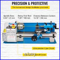 Bench Top Mini Metal Lathe 7x14 Variable Speed Milling Machine with a Lamp