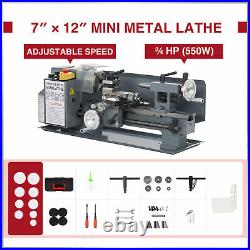 Benchtop Mini Metal Lathe Cutter for Metal and Woodworking 7x12 550W 2250rpm