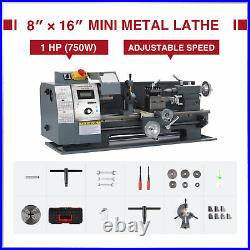 Benchtop Mini Metal Lathe Cutter for Metal and Woodworking 8x16 750W 2250rpm