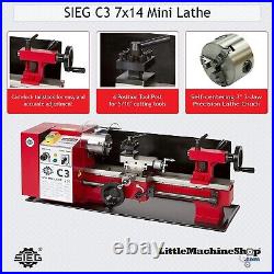 C3 Mini Metal Lathe 7x14 Variable Speed, 350 W, 100 3000 RPM, 120V 60Hz 6A