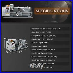 CREWORKS 750W 8x16 Mini Metal Lathe with Motor 2500rpm Max Speed for Home DIY