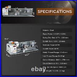 CREWORKS 9x30 Mini Metal Lathe 1100W DC Motor 3000rpm 3-Jaw Chuck LCD Display