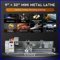 CREWORKS 9x30 Mini Metal Lathe with 5 Chuck 3000rpm Max Speed Digital Display