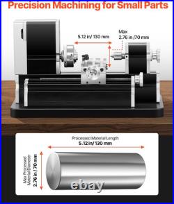 Didactical Mini Metal Lathe Machine, 2.76 X 5.12 In, 36W Power Metal Lathe, 20,0