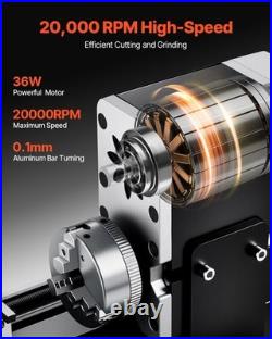 Didactical Mini Metal Lathe Machine, 2.76 x 5.12 in, 36W Power Metal Lathe