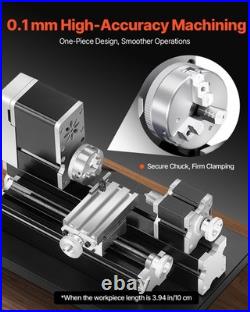 Didactical Mini Metal Lathe Machine, 2.76 x 5.12 in, 36W Power Metal Lathe, 20,000