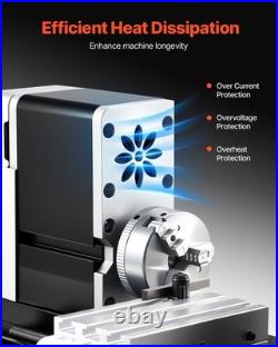 Didactical Mini Metal Lathe Machine, 2.76 x 5.12 in, 36W Power Metal Lathe, 20,000