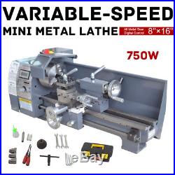 High Precision 750W Mini Digital Metal Lathe Variable Speed Workbench 8''x16'