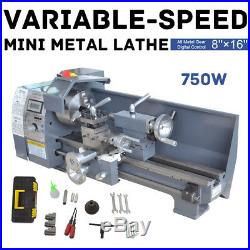 High Precision 750W Mini Digital Metal Lathe Variable Speed Workbench 8''x16'