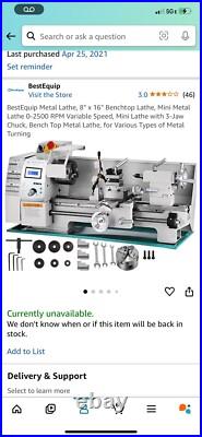 Metal Lathe 8 X 16 Benchtop Lathe, Mini Lathe Bestequip