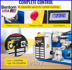Metal Lathe, Upgraded Digital Display 7X14 Benchtop Metal Lathe 550W Variable
