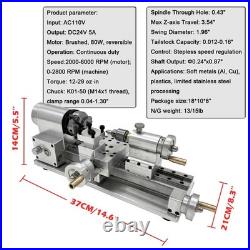 Micro Benchtop Lathe 110V Brushed Motor 0-2800RPM Hobbyist Tool Mini Lathe