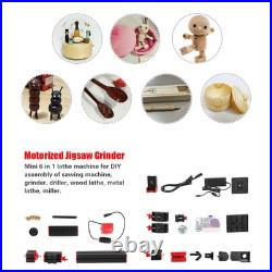 Mini 6 In 1 Motorized Jigsaw Grinder Wood Metal Lathe Woodworking 100-240V^