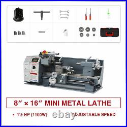 Mini Lathe Machine 2250rpm for Turning Cutting Drilling Threading Metal 8x16