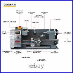 Mini Lathe Machine 2250rpm for Turning Cutting Drilling Threading Metal 8x16