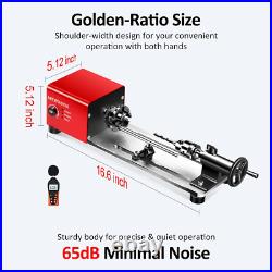 Mini Lathe, Wm101A-Plus Mini Wood Lathe Machine, 24VDC 96W Power Lathe, Small Be