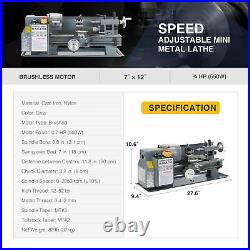 Mini Machine Lathe with 550W Brushed Motor for Woodworking & More 7x12 2250rpm