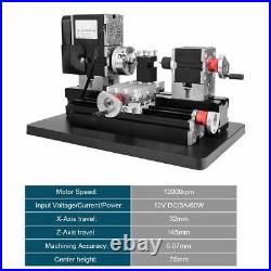 Mini Metal Lathe 12000Rpm 60W Motorized Lathe 12V DC/5A DIY Woodworking Tool